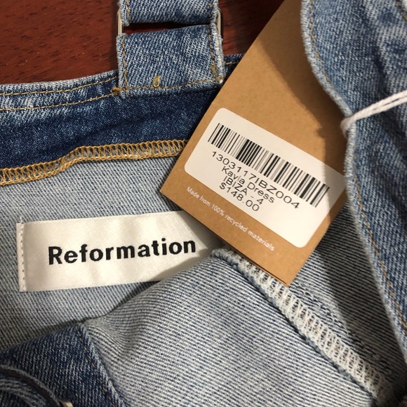 BNWT Reformation Kayla Denim Lace-up Dress 4 & 6 - Picture 6 of 7